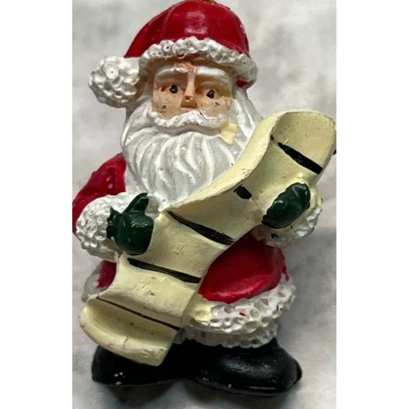 Vintage Santa Mini Christmas Ornament Pin Checking Naughty Nice List - Picture 5 of 6